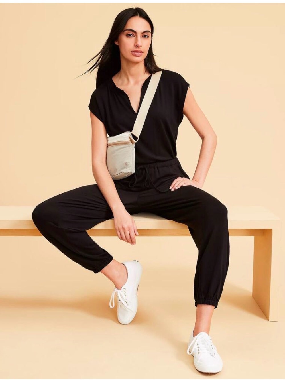 Lou & Grey Signaturesoft Split Neck Jumpsuit size xl nwt - Picture 6 of 7